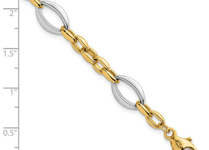 14k Two Tone Polished Oval and Cable Chain