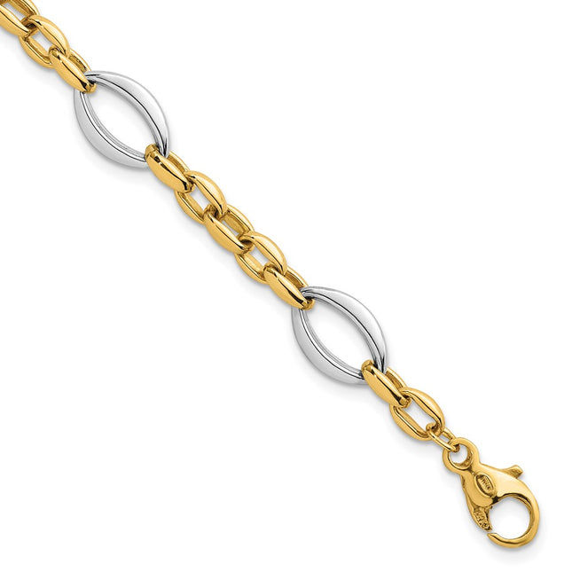 14k Two-tone Chain Bracelets Style SF3265 - Classique Jewelry Inc.