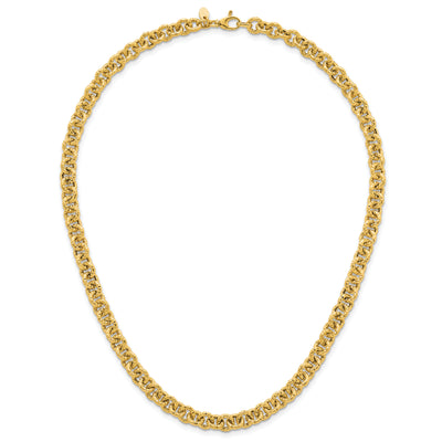 14K Polished and Textured Cable Chain Necklace