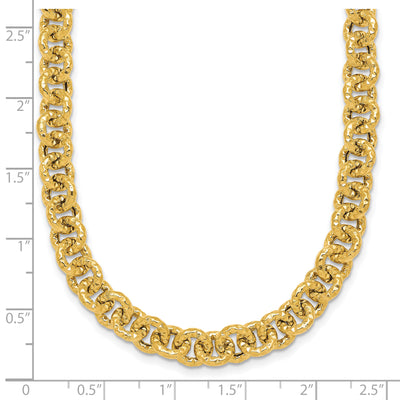 14K Polished and Textured Cable Chain Necklace