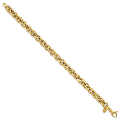 14K Polished and Textured Cable Chain Necklace