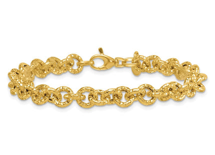 14k Polished and Textured Cable Chain 7. Necklace