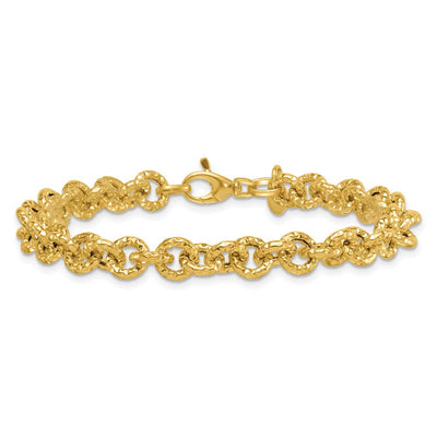 14K Polished and Textured Cable Chain Necklace