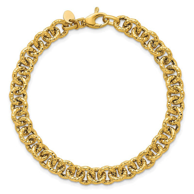 14K Polished and Textured Cable Chain Necklace