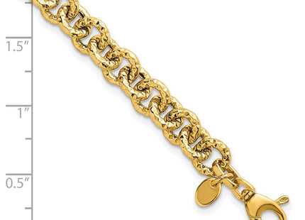 14k Polished and Textured Cable Chain 7. Necklace