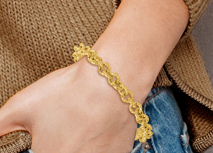 14k Polished and Textured Cable Chain 7. Bracelet