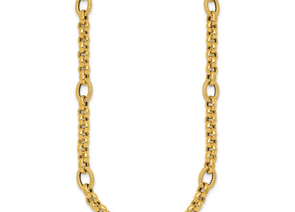 14k Polished and Textured Rolo and Oval Fancy Chain Necklace (Style SF3267-18)