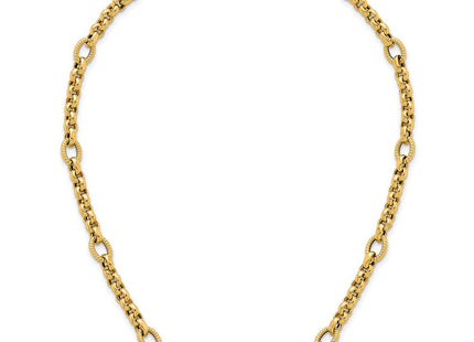 14k Polished and Textured Rolo and Oval Fancy Chain Necklace (Style SF3267-18)
