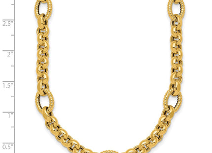 14k Polished and Textured Rolo and Oval Fancy Chain Necklace (Style SF3267-18)