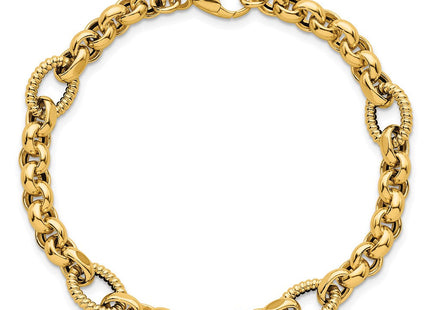 14k Polished and Textured Rolo and Oval Fancy Chain 7. Necklace
