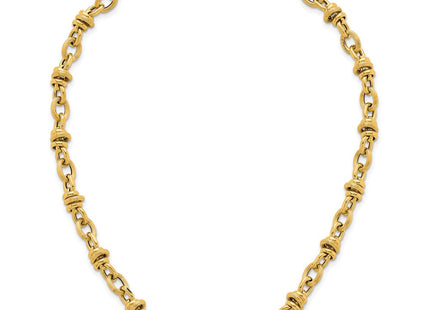 14k Polished and Textured Round and Oval Fancy Chain Necklace (Style SF3268-18)