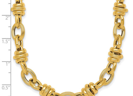 14k Polished and Textured Round and Oval Fancy Chain Necklace (Style SF3268-18)