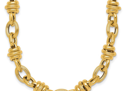 14k Polished and Textured Round and Oval Fancy Chain Necklace (Style SF3268-18)