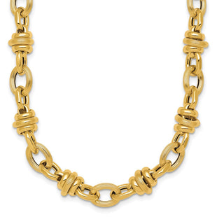 14k Polished and Textured Round and Oval Fancy Chain Necklace (Style SF3268-18)