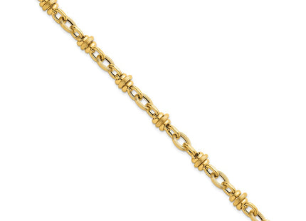 14k Polished and Textured Round and Oval Fancy Chain 7. Necklace