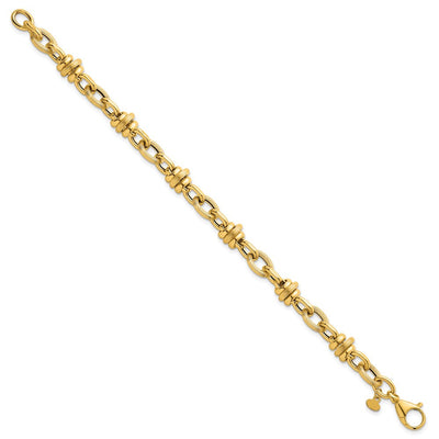 14K Polished and Textured Round and Oval Fancy Chain Necklace