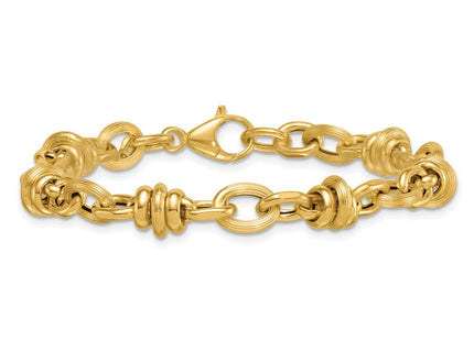 14k Polished and Textured Round and Oval Fancy Chain 7. Necklace