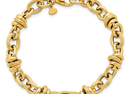 14k Polished and Textured Round and Oval Fancy Chain 7. Necklace