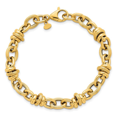 14K Polished and Textured Round and Oval Fancy Chain Necklace