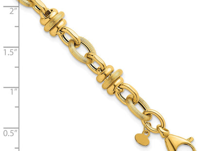 14k Polished and Textured Round and Oval Fancy Chain 7. Necklace