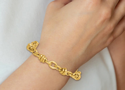 14k Polished and Textured Round and Oval Fancy Chain 7. Bracelet