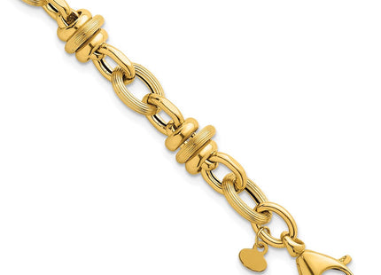 14k Polished and Textured Round and Oval Fancy Chain 7. Necklace