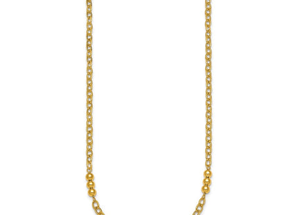 14K Polished Fancy Beaded and Cable Link Necklace (Style SF3277-18)
