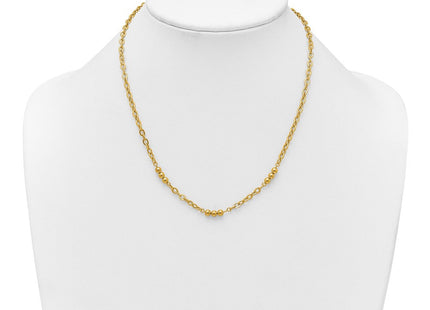 14K Polished Fancy Beaded and Cable Link Necklace (Style SF3277-18)
