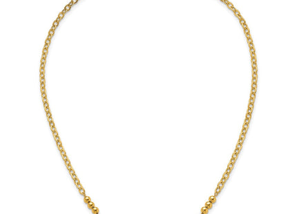 14K Polished Fancy Beaded and Cable Link Necklace (Style SF3277-18)