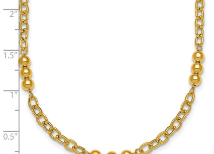 14K Polished Fancy Beaded and Cable Link Necklace (Style SF3277-18)