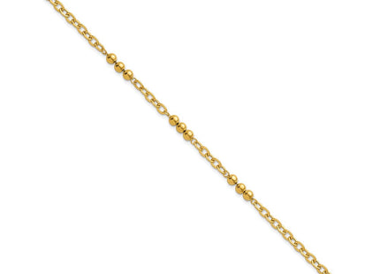 14K Polished Fancy Beaded and Cable Link 7. Necklace