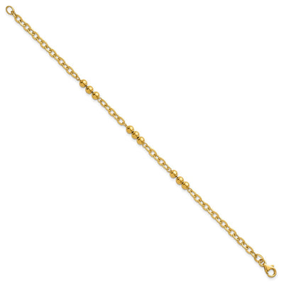 14K Polished Fancy Beaded and Cable Link Necklace