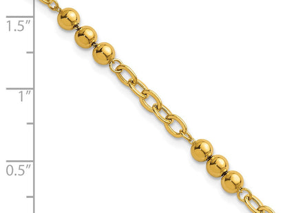 14K Polished Fancy Beaded and Cable Link 7. Necklace