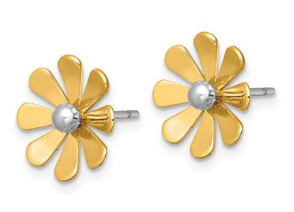 14k Yellow & Rhodium Earrings Style SF3282E - Classique Jewelry Inc.