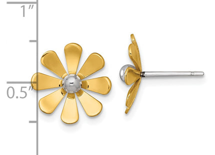 14k Yellow & Rhodium Earrings Style SF3282E - Classique Jewelry Inc.