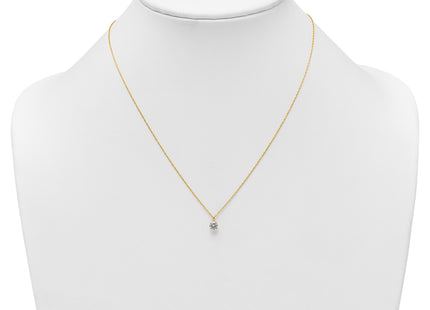 14k Polished Round CZ Solitaire Necklace, 18 x 5mm