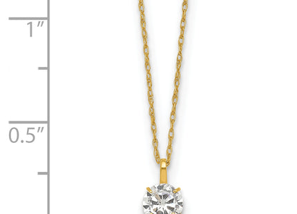 14k Polished Round CZ Solitaire Necklace, 18 x 5mm