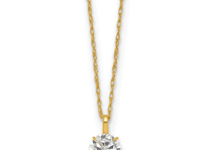 14k Polished Round CZ Solitaire Necklace, 18 x 5mm