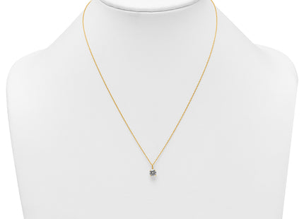 14k Polished Round CZ Solitaire Necklace, 18 x 6mm