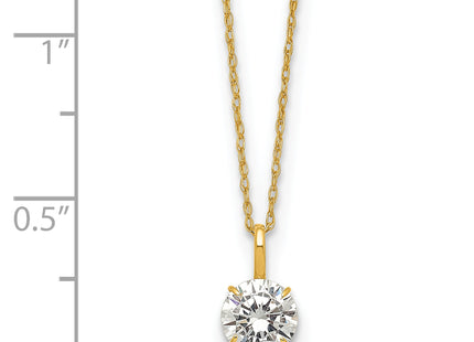 14k Polished Round CZ Solitaire Necklace, 18 x 6mm
