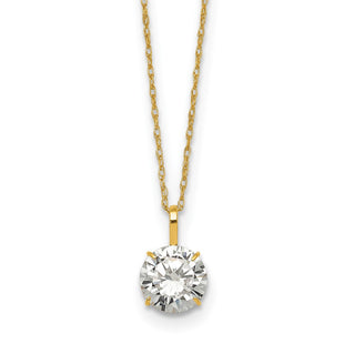 14k Polished Round CZ Solitaire Necklace (Style SF3298-18)