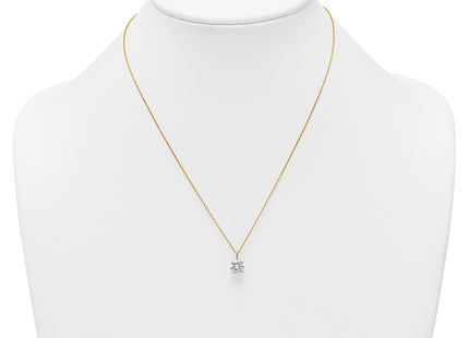 14k Polished Round CZ Solitaire Necklace, 18 x 8mm