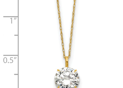 14k Polished Round CZ Solitaire Necklace, 18 x 8mm