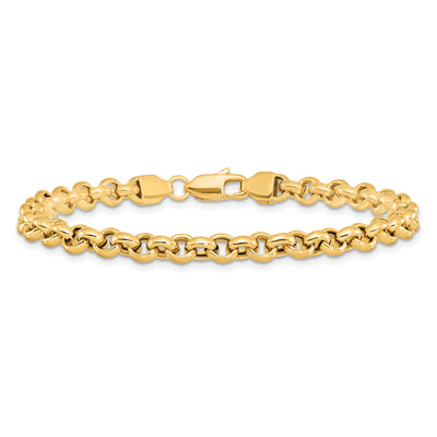 14K Polished Fancy Rolo Link Bracelet, 7.5 x 5mm