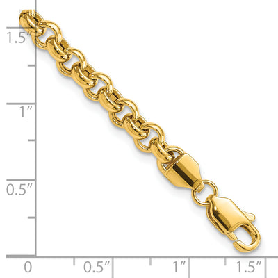 14K Polished Fancy Rolo Link Bracelet, 7.5 x 5mm