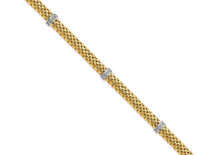 14k Two-Tone Polished Complete . Diamond and Mesh