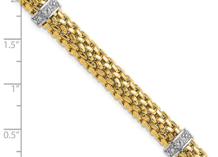 14k Two-Tone Polished Complete . Diamond and Mesh
