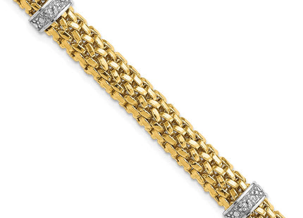 14k Two-Tone Polished Complete . Diamond and Mesh