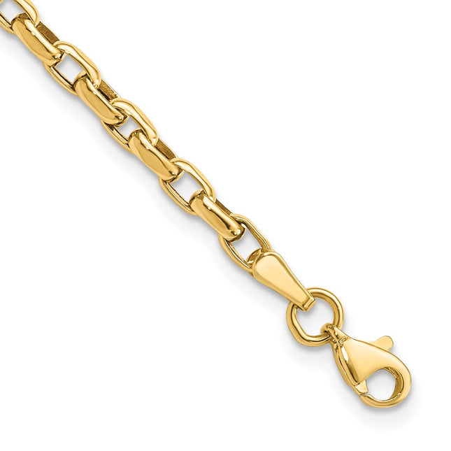 14K Polished Fancy Cable Link 7. Bracelet, 7.25 x 2mm