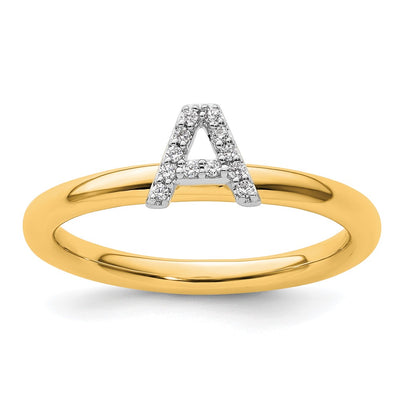14K yellow gold diamond initial stackable band